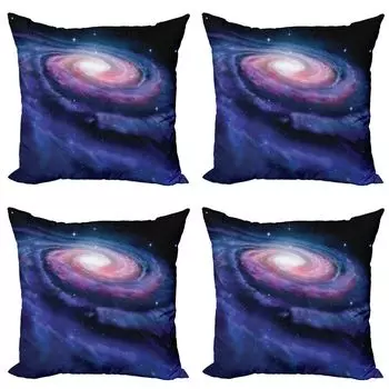ABAKUHAUS Galaxy Набор чехлов для подушек (4 предмета), «Туманность в космосе», современная двусторонняя цифровая печать, 45 см x 45 см, лиловый синий