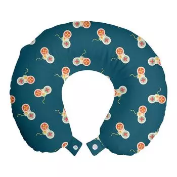 ABAKUHAUS Gaming Travel Pillow Поддержка шеи, игровые приставки 90-х годов, пенопластовые дорожные принадлежности для самолетов и автомобилей, 30x30 см, многоцветный бирюзовыйовый синий