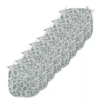 ABAKUHAUS Garden Art Подушки для обеденного стула, Аннотация: Ботаника, Декоративная водонепроницаемая подушка с ремнями для кухонных сидений, 40 см x 40 см — упаковка из 8 шт., Синий Серо Бежевый