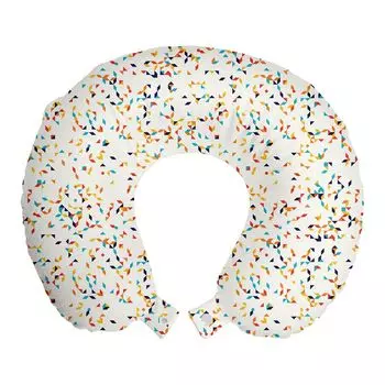 ABAKUHAUS Geometric Travel Pillow Подушка для шеи, Красочное искусство в стиле модерн, предметы из пенопласта для путешествий в самолете и автомобиле, 30x30 см, белые и разноцветные