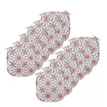 ABAKUHAUS Геометрическая подушка для обеденного стула Trippy Flowers Декоративная водонепроницаемая подушка с ремнями для кухонных сидений 40 см x 40 см Упаковка из 12 шт. Красный Черный Белый