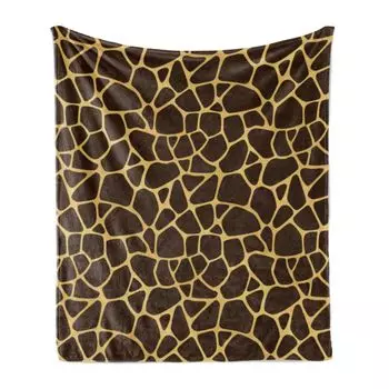 ABAKUHAUS Giraffe Мягкое фланелевое флисовое одеяло, абстрактная кожа животного, модернизированная иллюстрация дизайна с примитивными мотивами, 175 x 230 см, темно-коричневый песочно-коричневый