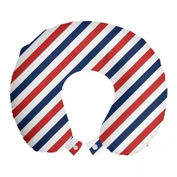 ABAKUHAUS Harbour Stripe Дорожная подушка для шеи, диагональная ретро, пенопластовые дорожные принадлежности для самолета и автомобиля, 30x30 см, синий, красный, белый