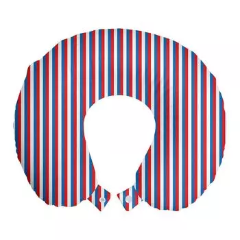 ABAKUHAUS Harbour Stripe Дорожная подушка для шеи, патриотические цвета, пенопластовые дорожные принадлежности для самолета и автомобиля, 30x30 см, Фиолетово-синий киноварь