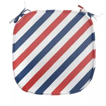 ABAKUHAUS Harbour Stripe Обеденный стул Подушка Диагональ Ретро Декоративная водонепроницаемая подушка с ремнями для кухонных сидений 40 см x 40 см Белый Синий Красный