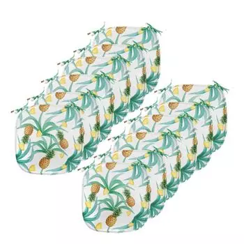 ABAKUHAUS Hawaii Подушки для обеденного стула, Ботанические фрукты, декоративная водонепроницаемая подушка с ремнями для кухонных сидений, 40 см x 40 см — упаковка из 12 шт., Нефритовый зеленый бархатец, бирюзовый