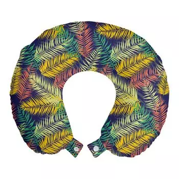 ABAKUHAUS Hawaiian Colors Дорожная подушка для шеи, мягкие ладони, пенопластовые дорожные принадлежности для самолета и автомобиля, 30x30 см, индиго и многоцветный