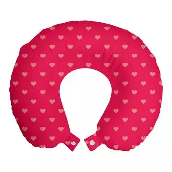 ABAKUHAUS Hearts дорожная подушка для шеи, пастельный рисунок в виде сердечек, дорожная вещь из пенопласта для самолета и автомобиля, 30x30 см, темно-розовый и коралловый