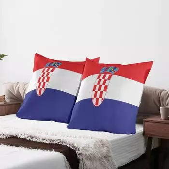 ABAKUHAUS Хорватия Чехлы на подушку, набор из 2 шт., упрощенный дизайн с изображением государственного флага Загреба, чехол для подушки с декоративным принтом, 80 x 80 см, ярко-белый индиго