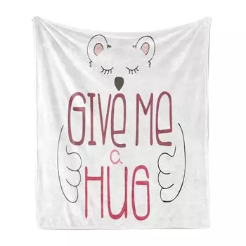 ABAKUHAUS Hug Мягкое фланелевое флисовое одеяло, Медведь, Обними меня, Уютный плюш для использования в помещении и на улице, 125 x 175 см, Разноцветный