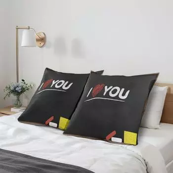 ABAKUHAUS I Love You Чехлы на подушку, набор из 2 шт., мультяшная иллюстрация доски с написанным именем угля и сердца, чехол для подушки с декоративным принтом, 80x80 см, многоцветный