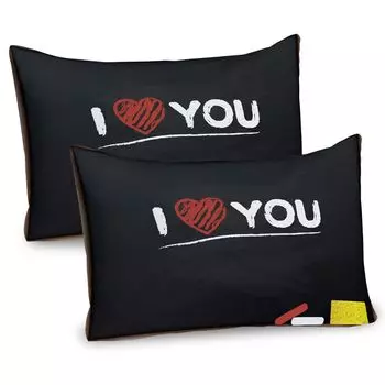 ABAKUHAUS I Love You Комплект чехлов для подушек, 2 шт., мультяшная иллюстрация доски с написанным именем угля и сердца, чехол для подушки с декоративным принтом, 80x40 см, многоцветный