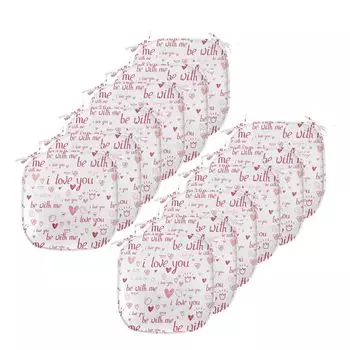 ABAKUHAUS I Love You Подушки на обеденный стул, обручальные кольца в виде сердечек, декоративная водонепроницаемая подушка с ремнями для кухонных сидений, 40 см x 40 см — упаковка из 12 шт., темно-бордовый розовый румянец