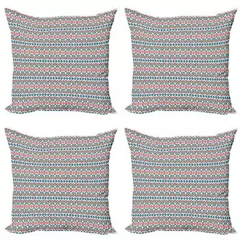 ABAKUHAUS Ikat Набор чехлов для подушек (4 предмета), Mexican Mother, современная двусторонняя цифровая печать, 45 x 45 см, многоцветный