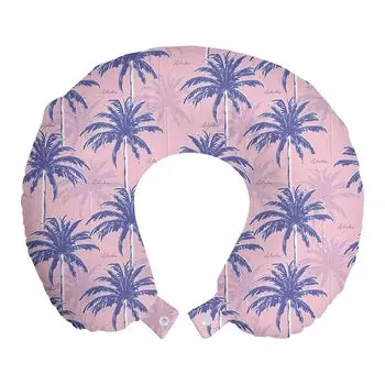 ABAKUHAUS Экзотическая дорожная подушка для шеи, краткое содержание Jungle Palms Aloha, дорожный предмет из пенопласта для самолета и автомобиля, 30x30 см, розовый и многоцветный