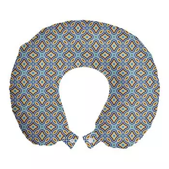 ABAKUHAUS Этническая подушка для путешествий, поддержка шеи, Moroccan Oriental Royal, пенопластовый дорожный предмет для самолета и автомобиля, 30x30 см, Разноцветный