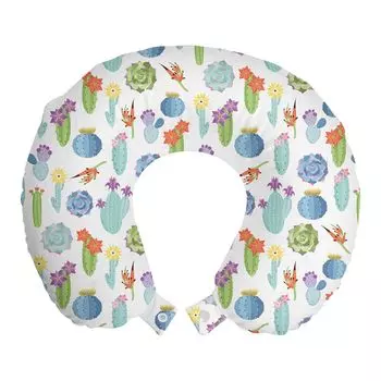 ABAKUHAUS Juicy Travel Pillow Поддержка шеи, экзотические цветочные растения, пенопластовые дорожные принадлежности для самолета и автомобиля, 30x30 см, разноцветные