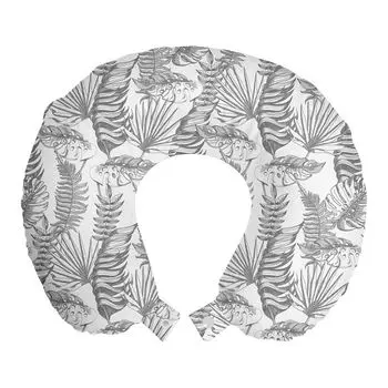 ABAKUHAUS Jungle Leaves дорожная подушка для шеи, графический рисунок, дорожная вещь из пенопласта для самолета и автомобиля, 30x30 см, светло-серый бледно-серый