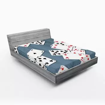 ABAKUHAUS Казино Простыня с абстрактным фоном и игральными картами Городские туристические достопримечательности 90 x 190 см Черный Синий Красный