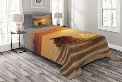 ABAKUHAUS Комплект покрывала Boho, свеча для медитации и йоги, комплект с наволочками, моющийся, для односпальных кроватей 170 x 220 см, оранжевый песочно-коричневый