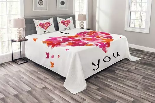 ABAKUHAUS Комплект покрывала Butterfly, Heart Love, комплект с моющимися наволочками, для односпальных кроватей 220 x 220 см, разноцветный