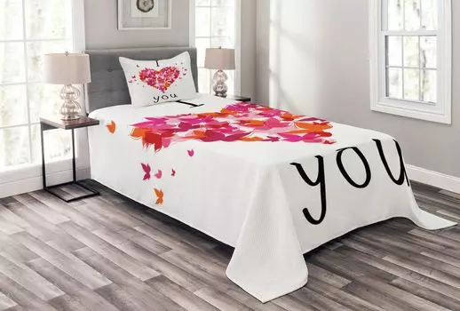 ABAKUHAUS Комплект покрывала Butterfly, Heart Love, комплект с моющимися наволочками, для односпальных кроватей 170 x 220 см, разноцветный
