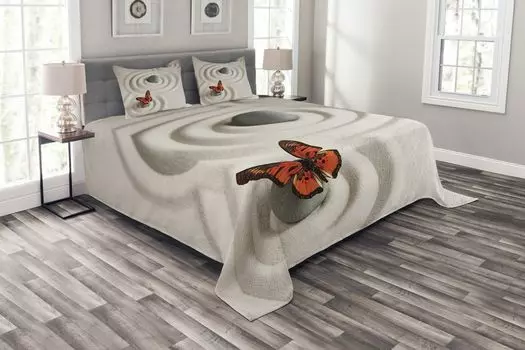 ABAKUHAUS Комплект покрывала Butterfly, Rock Serenity, комплект с моющимися наволочками, для односпальных кроватей 264 x 220 см, оранжево-бежевый
