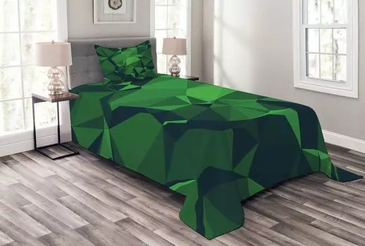 ABAKUHAUS Комплект покрывала Celtic Green, Abstract Poly, комплект с моющимися наволочками, для односпальных кроватей 170 x 220 см, Fern Green Dark Green