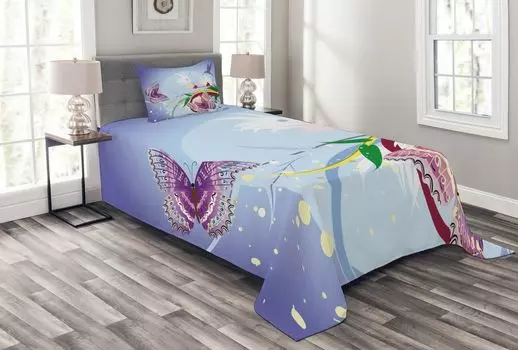 ABAKUHAUS Комплект покрывала Flower, Fantasy Colorful, комплект с моющимися наволочками, для односпальных кроватей 170 x 220 см, разноцветный