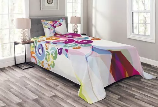 ABAKUHAUS Комплект покрывала Modern Art, Colorful Flames, комплект с наволочками, моющийся, для односпальных кроватей, 170 x 220 см, разноцветный