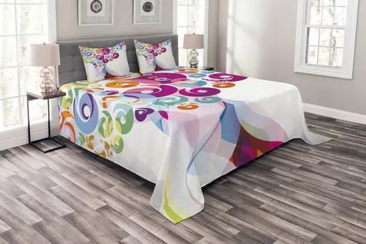 ABAKUHAUS Комплект покрывала Modern Art, Colorful Flames, комплект с наволочками, моющийся, для односпальных кроватей, 220 x 220 см, разноцветный