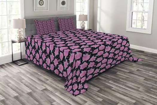 ABAKUHAUS Комплект покрывала Rose, звезда с цветочным узором, комплект с моющимися наволочками, для односпальных кроватей 264 x 220 см, разноцветный
