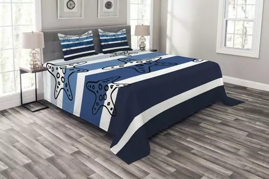ABAKUHAUS Комплект покрывала Starfish, Stripes Starfish, Комплект с моющимися наволочками, для односпальных кроватей 264 x 220 см, Разноцветный
