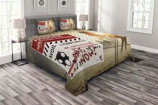 ABAKUHAUS Комплект покрывала Zombie, Dead Man Walking, комплект с моющимися наволочками, для односпальных кроватей 220 x 220 см, разноцветный