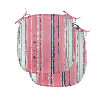 ABAKUHAUS Коралловые подушки на обеденный стул, каракули, декоративная водонепроницаемая подушка с ремнями для кухонных сидений, 40 см x 40 см — упаковка из 2 шт., коралловый индиго, кокос