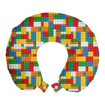 ABAKUHAUS Красочная подушка для путешествий, поддержка шеи, детские игрушки из кубиков, пенопластовые дорожные принадлежности для самолета и автомобиля, 30x30 см, разноцветные