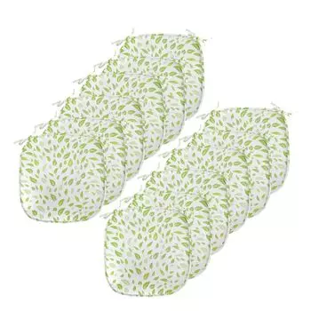 ABAKUHAUS Leaf Подушка для обеденного стула Лето-Весна Садовый лист Декоративная водонепроницаемая подушка с ремнями для кухонных сидений 40 см x 40 см Упаковка из 12 шт. Зеленого цвета, зеленый