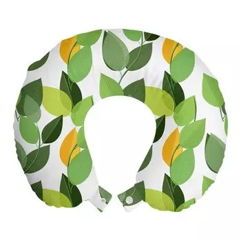 ABAKUHAUS Leaves Дорожная подушка для шеи, Листья матери-природы, Пенопластовые дорожные принадлежности для самолета и автомобиля, 30x30 см, Цвет папоротниково-зеленых бархатцев