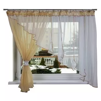 ABAKUHAUS Live Laugh Love Рустикальная занавеска, Живой круг, Ленточная штора с рюшами и петлями для спальни, 280 x 260 см, Белый кораллово-красный сливовый Drapella, бежевый