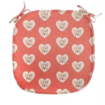 ABAKUHAUS Love Подушка для обеденного стула Hipster Hearts Valentines Декоративная водонепроницаемая подушка с ремнями для кухонных сидений 40 см x 40 см Vermilion разноцветная