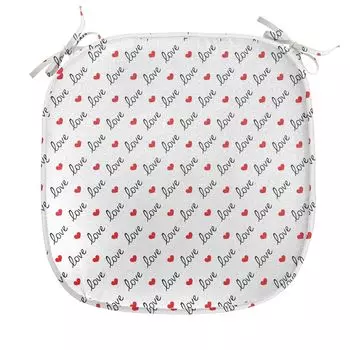 ABAKUHAUS Love Подушка для стула для столовой, Декоративная водонепроницаемая подушка Love ко Дню Святого Валентина с ремнями для кухонных сидений, 40 см x 40 см, ярко-черный, белый