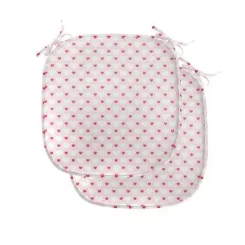 ABAKUHAUS Love Подушки для обеденного стула Heart Love Античная декоративная водонепроницаемая подушка с ремнями для кухонных сидений 40 см x 40 см Упаковка из 2 шт. Красная роза Белая, белый