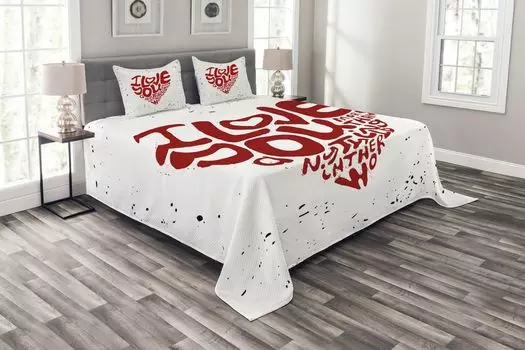 ABAKUHAUS Love You More Комплект покрывала в форме шероховатого сердца, комплект с моющимися наволочками, для односпальных кроватей 220 x 220 см, ржавый черный белый
