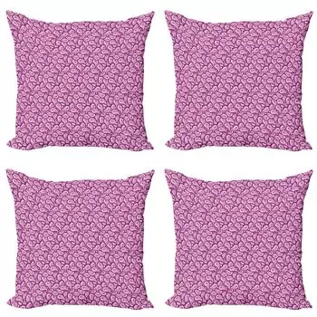 ABAKUHAUS Magenta Набор чехлов для подушек (4 предмета), Ближний Восток, пейсли, современная двусторонняя цифровая печать, 50 см x 50 см, пурпурно-розовый