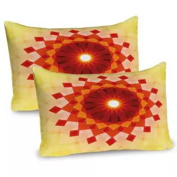 ABAKUHAUS Mandala Чехлы для подушек, набор из 2 шт., светящиеся лучи, точки, квадраты и треугольники, восточная иллюстрация формы цветка, чехол для подушки с декоративным принтом, 80 x 40 см, многоцветный