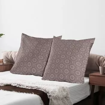 ABAKUHAUS Mandala Чехлы для подушек, набор из 2 шт., богемный винтажный средневековый традиционный декоративный народный мистический восточный узор, чехол для подушки с декоративным принтом, 80 x 80 см, красный антрацитовый серый цвет