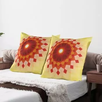 ABAKUHAUS Mandala Чехлы для подушек, набор из 2 шт., светящиеся лучи, точки, квадраты и треугольники, восточная иллюстрация формы цветка, чехол для подушки с декоративным принтом, 80 x 80 см, многоцветный