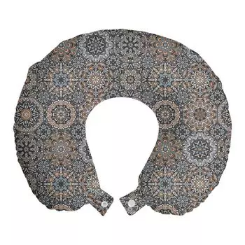 ABAKUHAUS Mandala дорожная подушка для шеи, этническая мозаика в холодных тонах, дорожный предмет из пенопласта для самолета и автомобиля, 30х30 см, разноцветный
