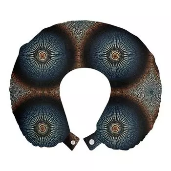 ABAKUHAUS Mandala Дорожная подушка для шеи, богемный дизайн с круглыми точками, дорожные принадлежности из пенопласта для самолета и автомобиля, 30x30 см, разноцветные