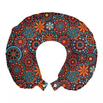 ABAKUHAUS Mandala дорожная подушка для шеи, цветы, пенопластовый дорожный предмет для самолета и автомобиля, 30х30 см, ярко-рубиновый-голубой